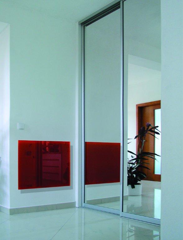 Infrarot Glasheizung Glaspanel Wandmontage in Rot
